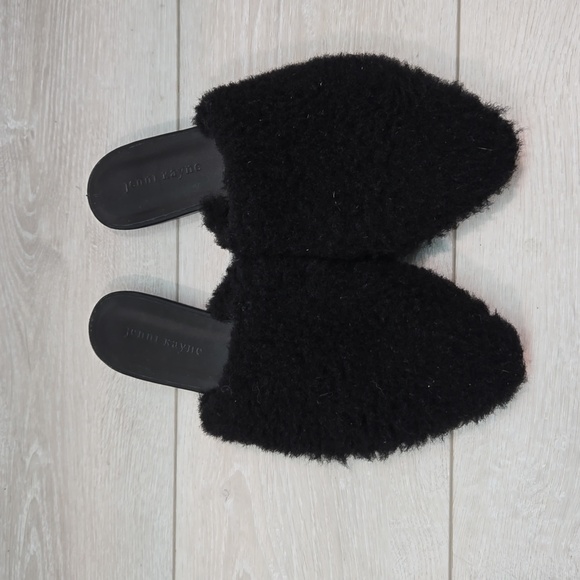 Jenni Kayne Women Shearling Fluffy Pointed toe mule Clog Flats shoes sz 39/9 - Picture 5 of 14
